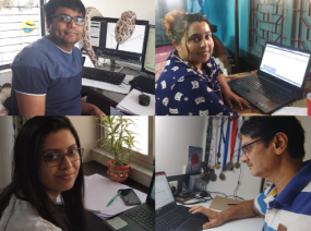 Collage of four Optravation Energypeople working from their homes.