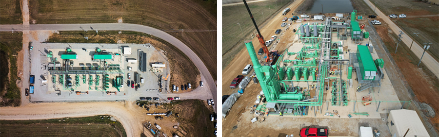 Aerial view of renewable natural gas plant during construction.